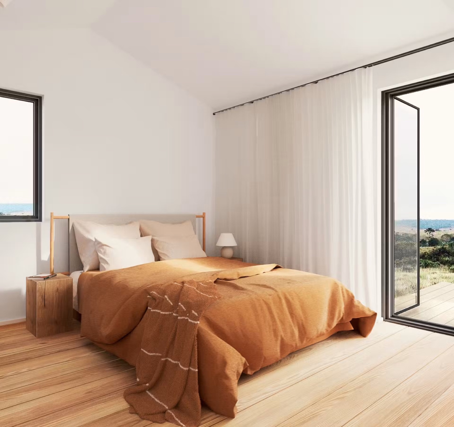 Calm prefab bedroom